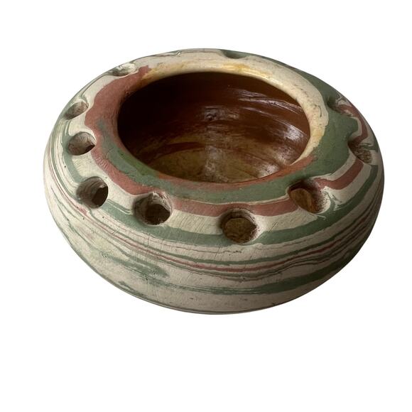 VTG 50s Handmade Studio Pottery Flower Frog Henry Graack Silver Springs Florida - Picture 1 of 10